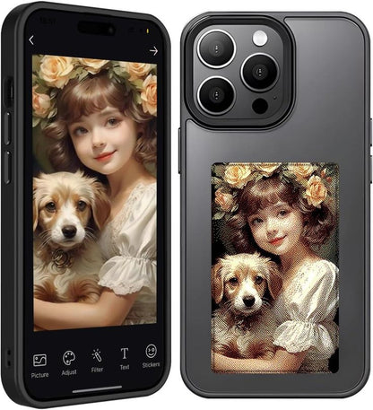 AI  E Ink Phone case Screen DIY Wallpaper for iPhone 13 14 15 Pro Max | جراب هاتف AI E LINK