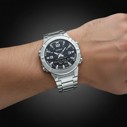 CASIO ANALOGUE DIGITAL MENS STAINLESS STEEL WATCH  | ساعة رقمية تناظرية