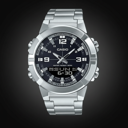 CASIO ANALOGUE DIGITAL MENS STAINLESS STEEL WATCH  | ساعة رقمية تناظرية
