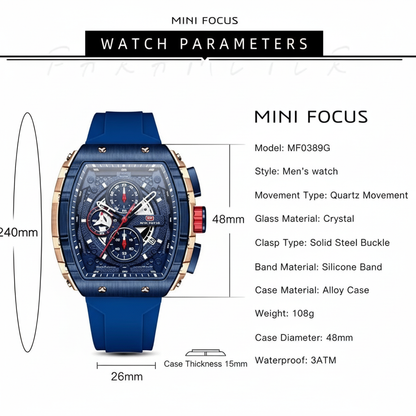 Mini Focus Fashion Hollow Big Dial Watch | ساعة ميني فوكس العصرية ذات المينا الكبيرة المجوفة