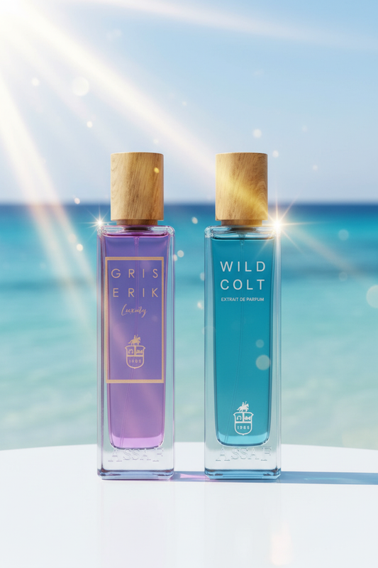 Luxury perfume bottles with ocean view - complete and enhanced
